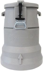 upright cryogenic grey shipping container with launch