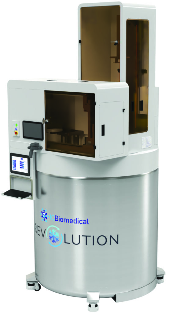 revolution q cryogenic storage freezer with sample management white funnel