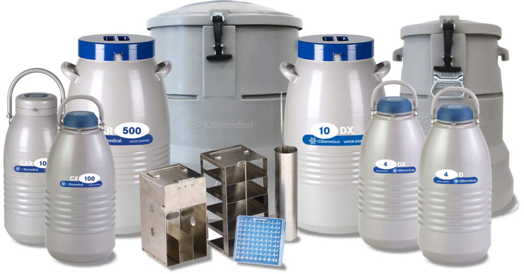 upright vapor shippers and cryogenic dewar collection